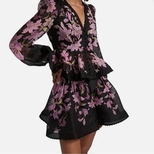 Zimmermann Black and Purple Floral Women Shorts and matching top - size 3